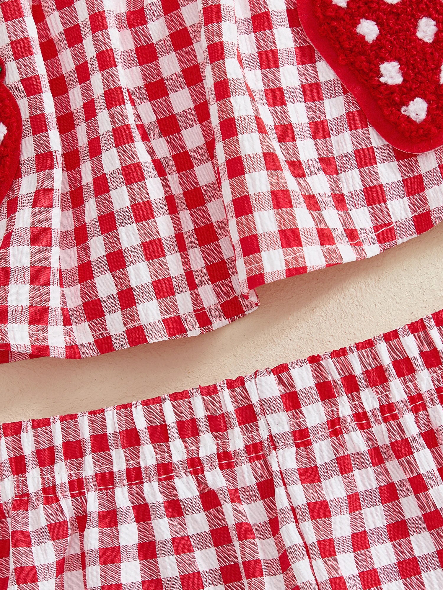 Lioraitiin Toddler Baby Girl Outfit Strawberry Embroidered Plaid Bows