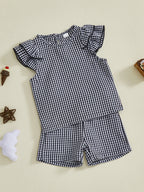 Lioraitiin Toddler Baby Girls Plaid Outfit Fashionable Cute Flying