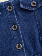 Lioraitiin Toddler Baby Girl Denim Dress Long Puff Sleeve Button Down