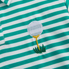 Lioraitiin Baby Boy Romper Short Sleeve Lapel Collar Stripes Print