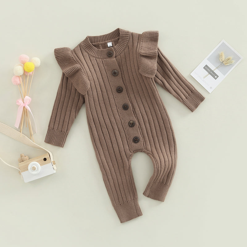Lioraitiin 0-18M Baby Girl’s Knitted Long Sleeve Jumpsuit Fashion