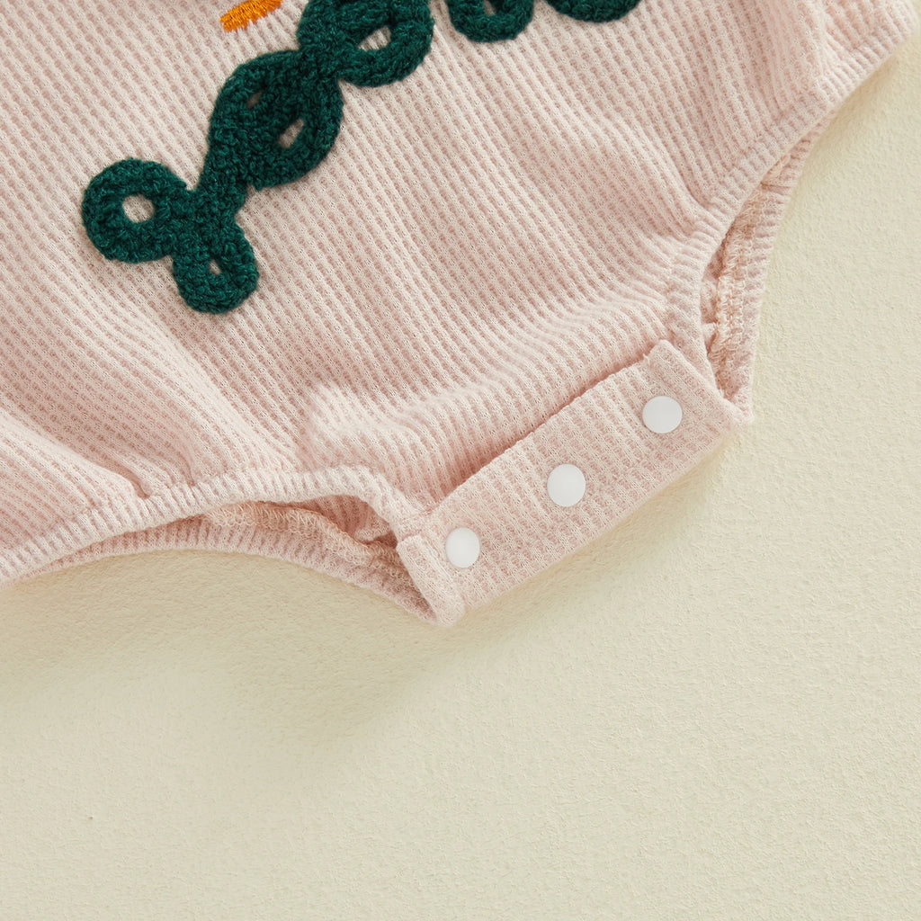 Lioraitiin Baby Girls Romper Fashionable Letter Goose Embroidery Crew