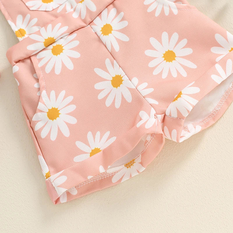 Lioraitiin Baby Girls Shorts Set, Short Sleeve Romper with Flower
