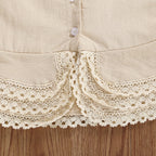 Lioraitiin 0-4Years Toddler Baby Girl Set Sleeveless Lace Pacthwork