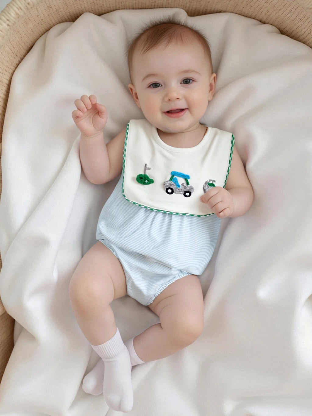 Lioraitiin Baby Boy Romper Sleeveless Crew Neck Striped Bodysuit for