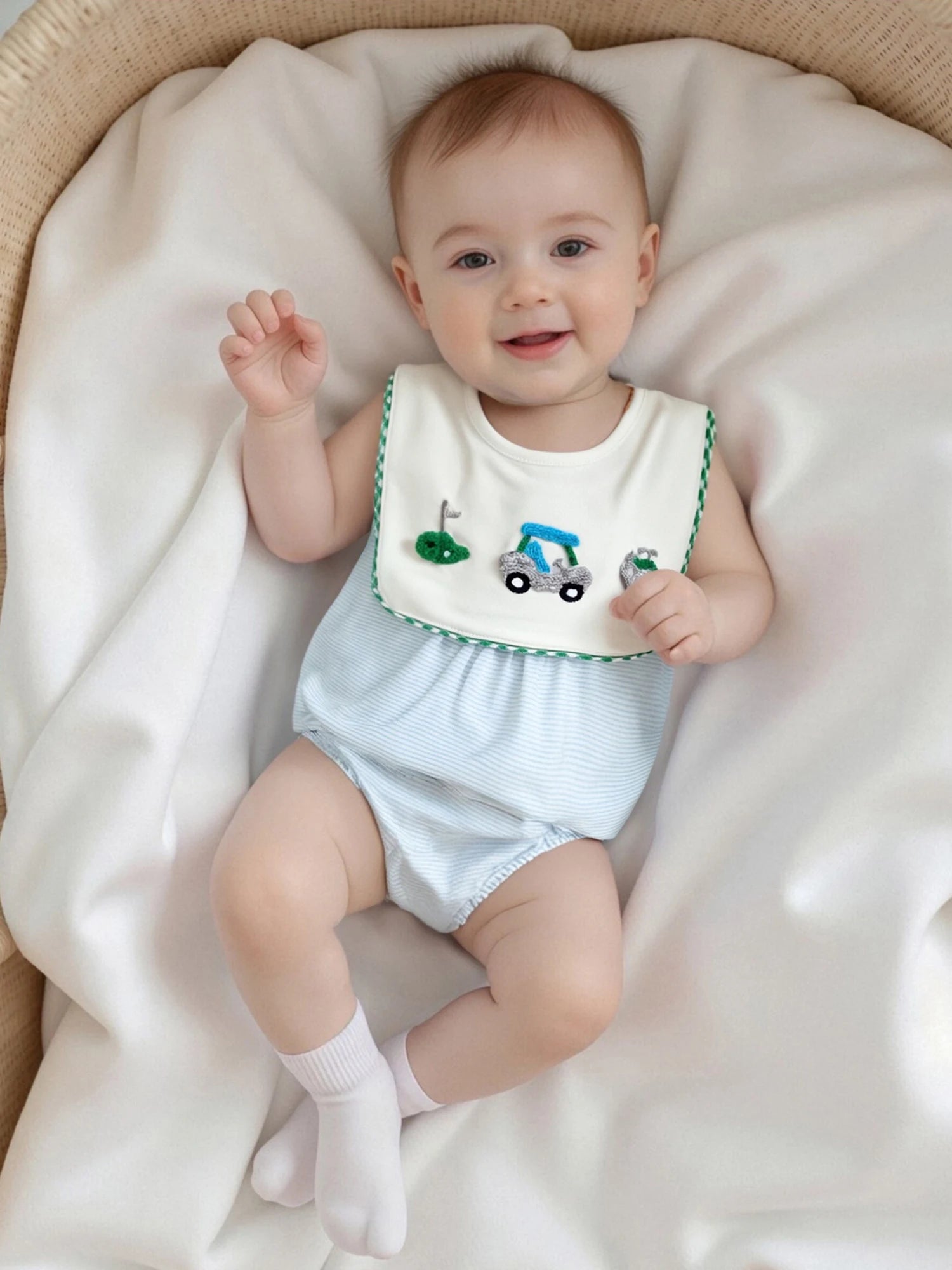 Lioraitiin Baby Boy Romper Sleeveless Crew Neck Striped Bodysuit for