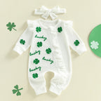 Lioraitiin Baby Girl Outfit Clover Letters Embroidery Ruffle Long