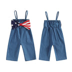 Lioraitiin Toddler Kid Girls 4th of July Overalls Stripe Stars Print