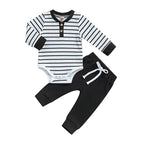 Lioraitiin 0-24M Infant Baby Boy 2Pcs Outfits Long Sleeve Striped