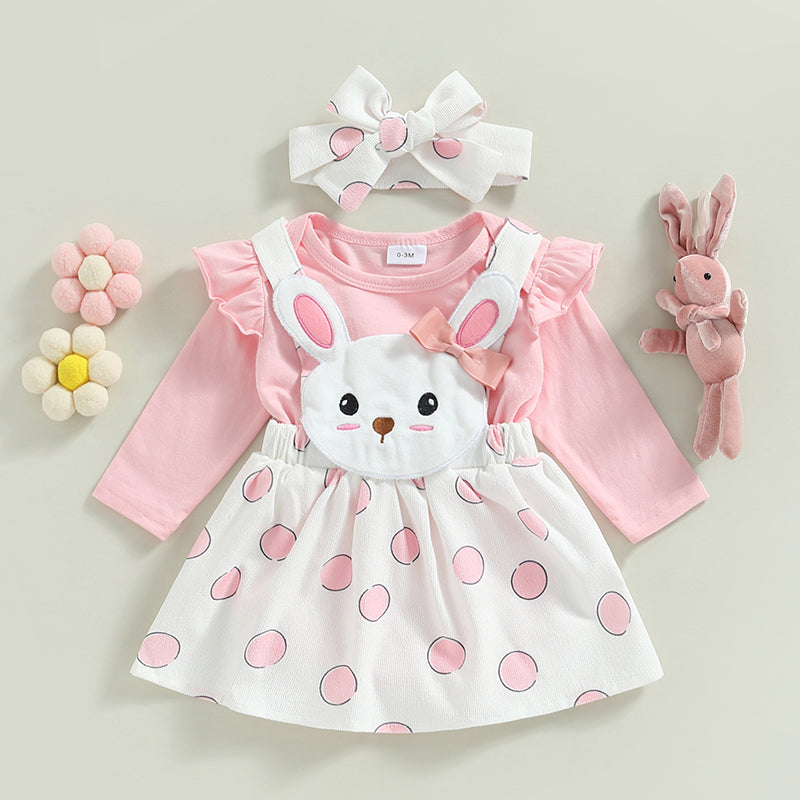 Lioraitiin 0-18M Baby Girl Pink Bunny Outfit Long Sleeve Romper