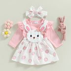 Lioraitiin 0-18M Baby Girl Pink Bunny Outfit Long Sleeve Romper