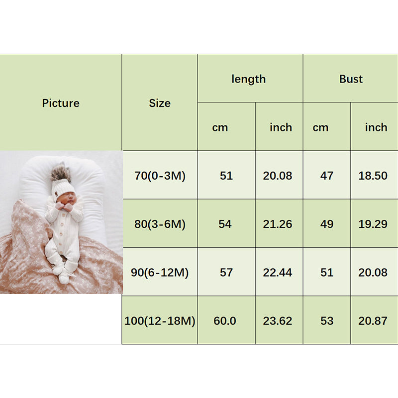 Lioraitiin 0-18M Baby Girl’s Knitted Long Sleeve Jumpsuit Fashion
