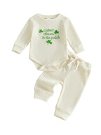Lioraitiin Baby Girls Outfits Long Sleeve Shamrock Embroidery Romper