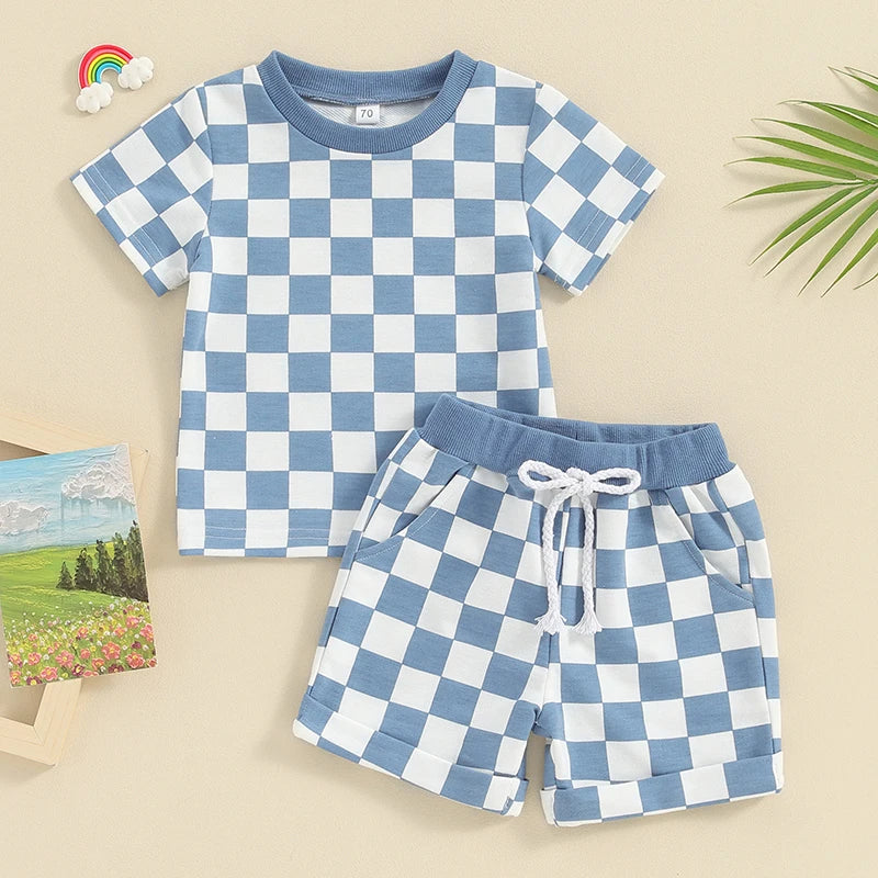 Lioraitiin 0-3Y Toddler Baby Girl Short Outfit Checkered Plaid Short