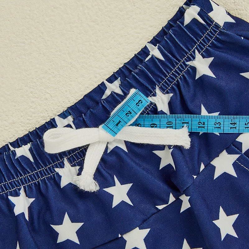 Lioraitiin Baby Boys Patriotic Outfits Tractor Embroidery Short