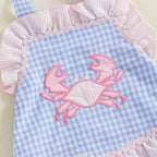 Lioraitiin Baby Girl Crab Plaid Romper Dress Tie-up Halter Neck