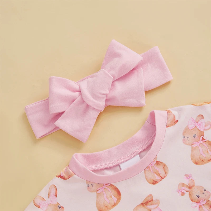 Lioraitiin 0-18M Baby Girl Easter Outfit Short Sleeve Crew Neck