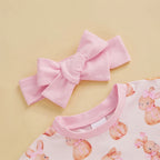 Lioraitiin 0-18M Baby Girl Easter Outfit Short Sleeve Crew Neck