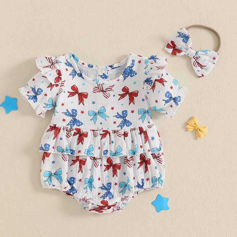 Lioraitiin Baby Girl 4th of July Outfit Love Heart Star Pattern