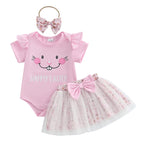 Lioraitiin Baby Girl Easter Outfit Rabbit Letter Print Crew Neck