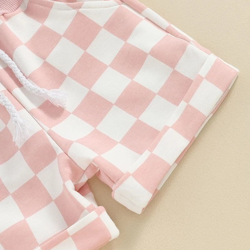 Lioraitiin 0-3Y Toddler Baby Girl Short Outfit Checkered Plaid Short