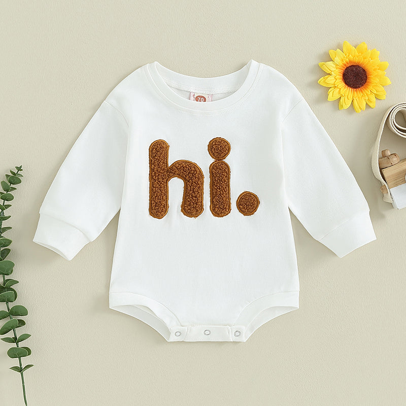 Lioraitiin 0-18M Infant Baby Girls Bodysuit Crewneck Beige Long