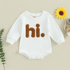 Lioraitiin 0-18M Infant Baby Girls Bodysuit Crewneck Beige Long