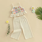Lioraitiin Toddler Baby Girl Outfit Flower Pattern Ruffled Spaghetti