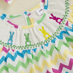 Lioraitiin Toddler Girls Easter Dress Rabbit Carrot Embroidery Short