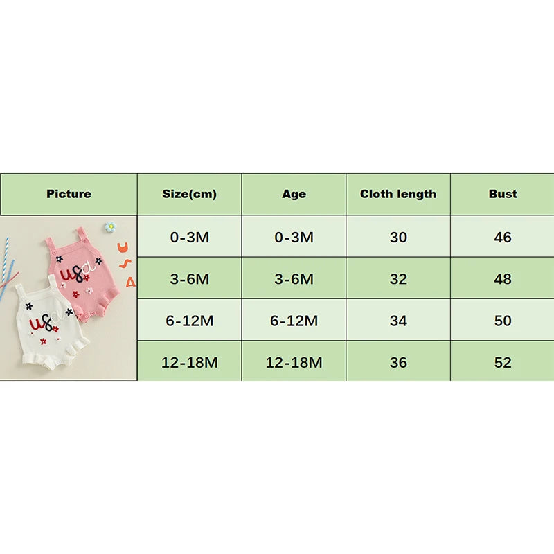 Lioraitiin Baby Girl Knit Overalls Floral Letter Embroidery