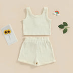 Lioraitiin 0-8Years Kid Girls 2Pcs Pants Suit Sleeveless Knitting