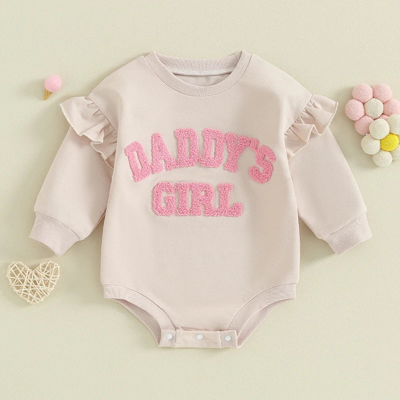 Lioraitiin 0-18M Daddys Girls Newborn Baby Ruffle Long Sleeve