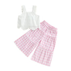 Lioraitiin Toddler Girl Eyelet Embroidery Cami Tops+Elastic Waist