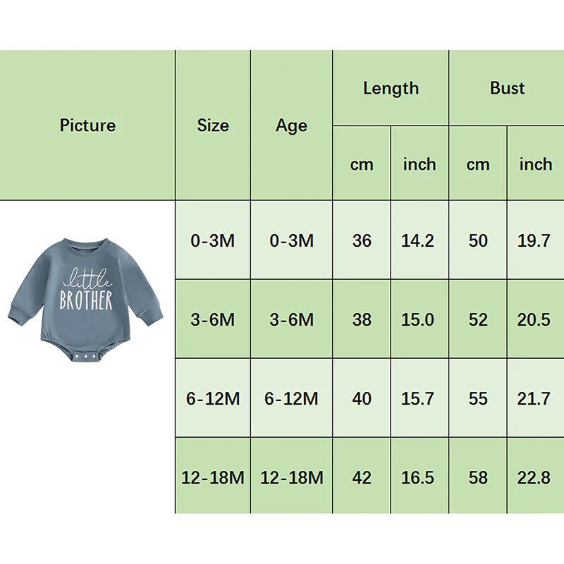 Lioraitiin Baby Boys Sweatshirts Rompers Letter Print Round Neck Long