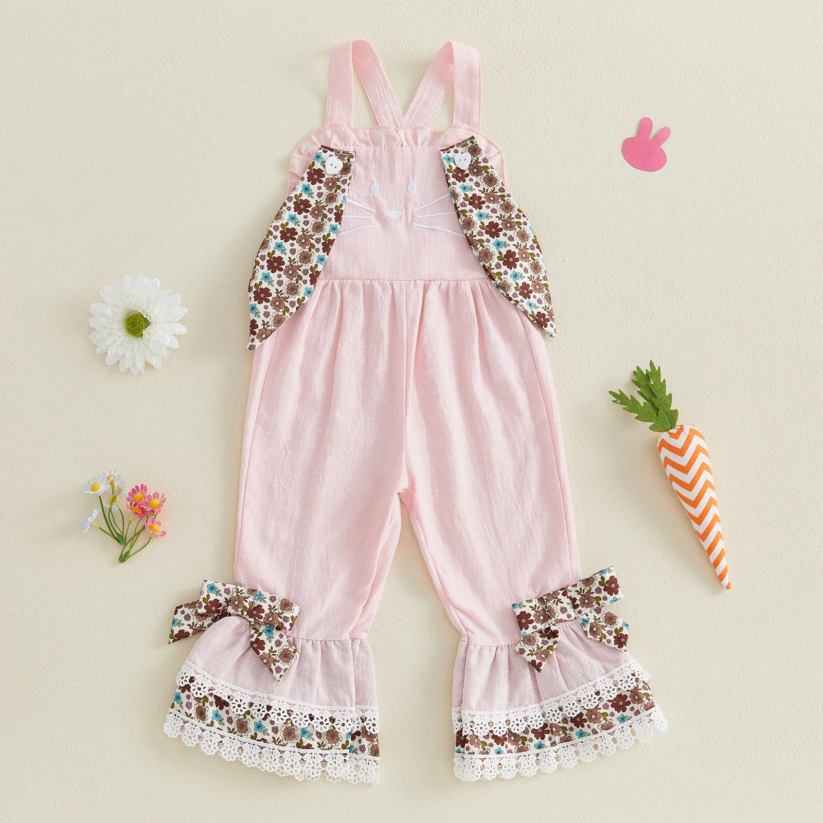 Lioraitiin Toddler Baby Girl Easter Romper Adorable Bunny Themed