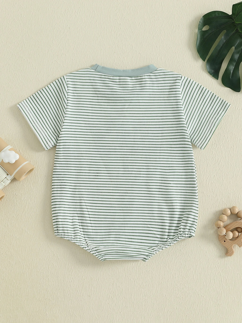 Lioraitiin Baby Boys Rompers Letter Animals Embroidery Stripe O-Neck