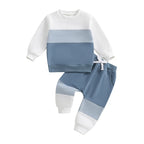 Lioraitiin Toddler Boy Set Contrast Color Long Sleeve Crew Neck