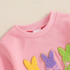 Lioraitiin Toddler Girl Easter Outfit Bunny Embroidery Long Sleeve