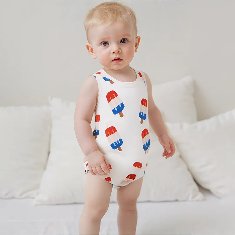 Lioraitiin Newborn Baby Boys Fourth of July Romper for Girls Cute