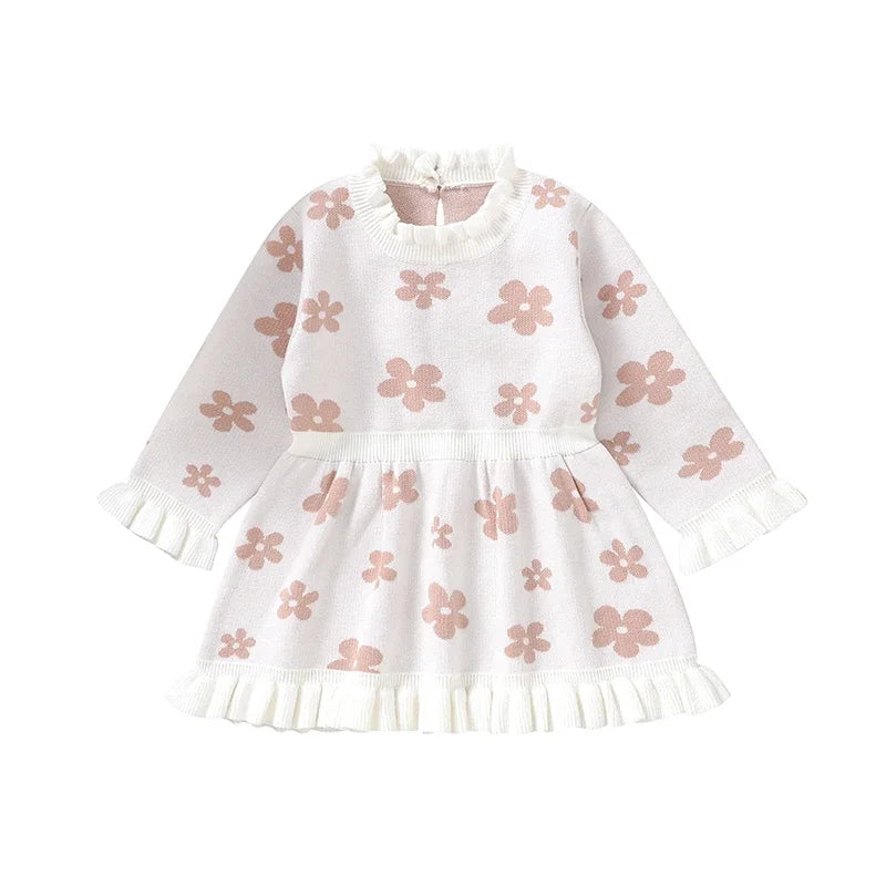 Lioraitiin Toddler Kids Girl Long Sleeve Dress Floral Print Ruffle