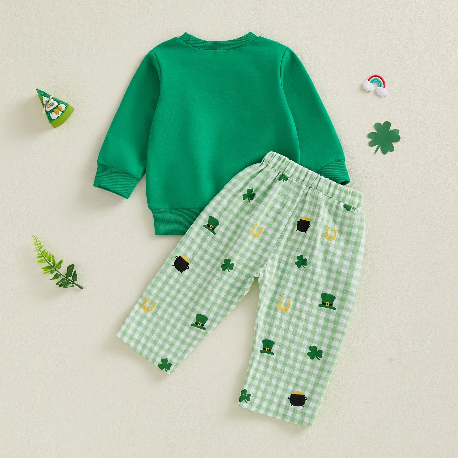 Lioraitiin Toddler Baby Girls Outfits Shamrock Letter Print Crew Neck