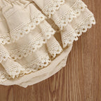 Lioraitiin 0-4Years Toddler Baby Girl Set Sleeveless Lace Pacthwork