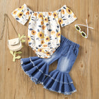 Lioraitiin 0-18M Newborn Baby Girl 2Pcs Fashion Yellow Sunflower