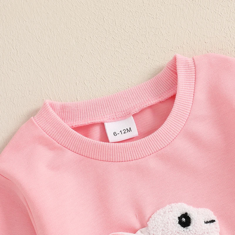 Lioraitiin Toddler Girls Boys Sweatshirts Easter Rabbit Embroidered