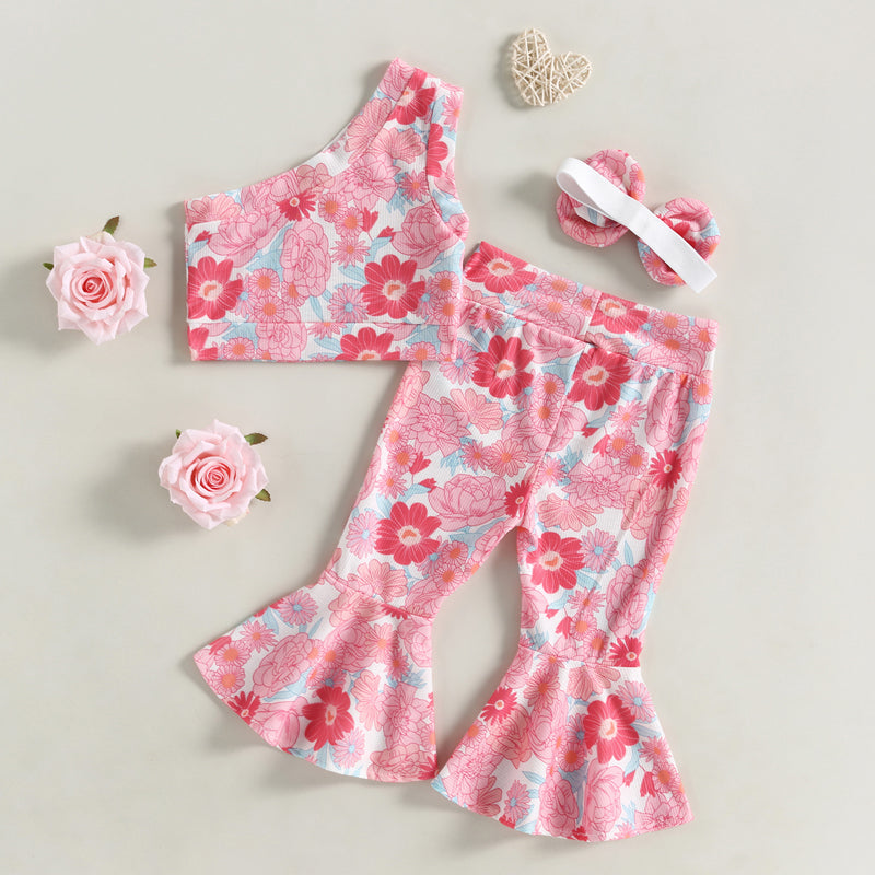 Lioraitiin 0-4Years Toddler Girls 3Pcs Outfit Sets Sleeveless One