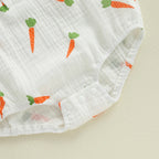 Lioraitiin Baby Girls Rompers Easter Carrot Print Doll Collar Short