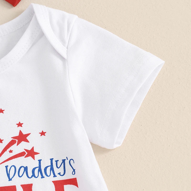 Lioraitiin Baby Girls 4th of July Outfit Letter Print Short Sleeves
