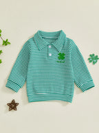 Lioraitiin Toddler Little Boy Irish Sweatshirt Striped Clover Letter