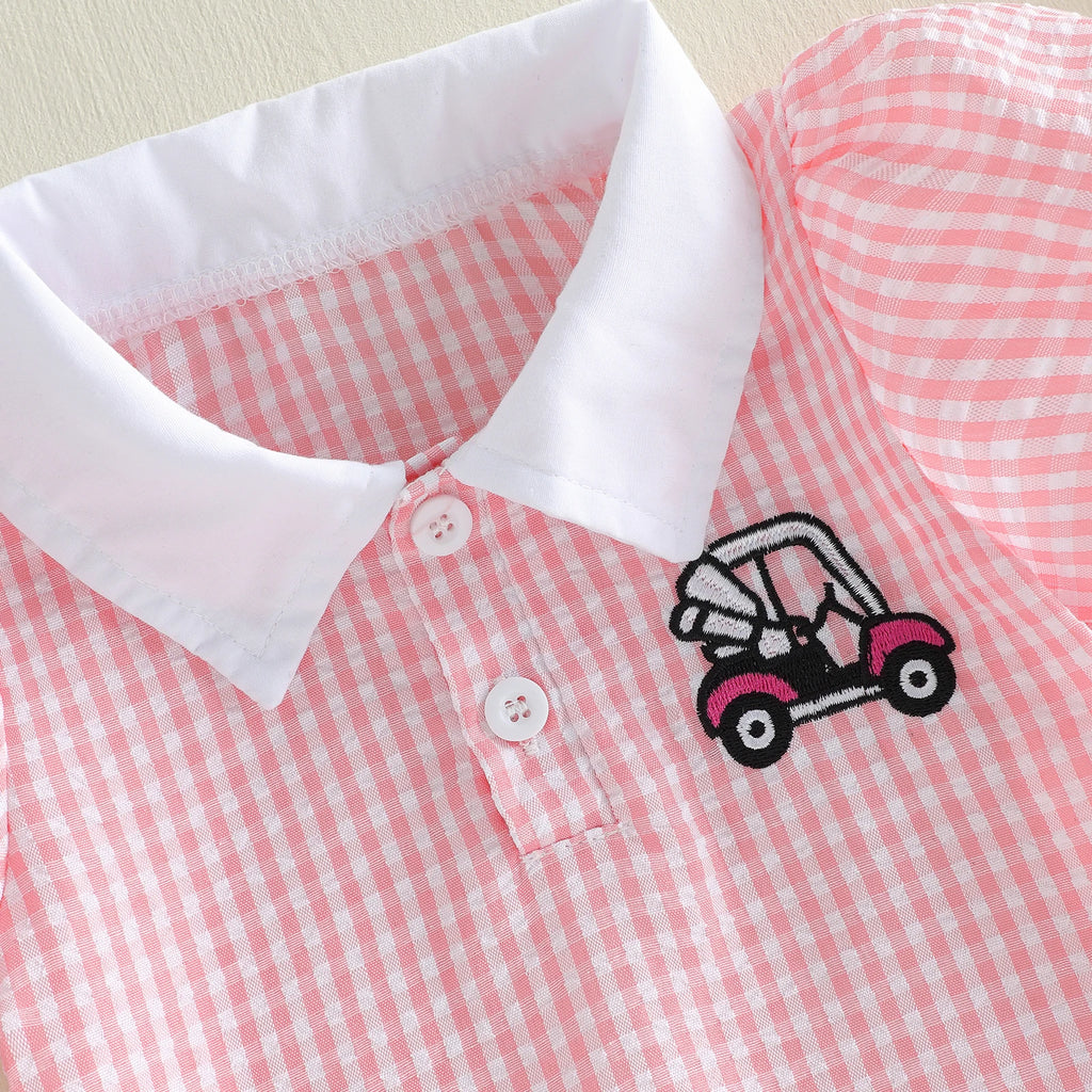 Lioraitiin Toddler Girl A Line Dress Plaid Print Lapel Short Sleeves