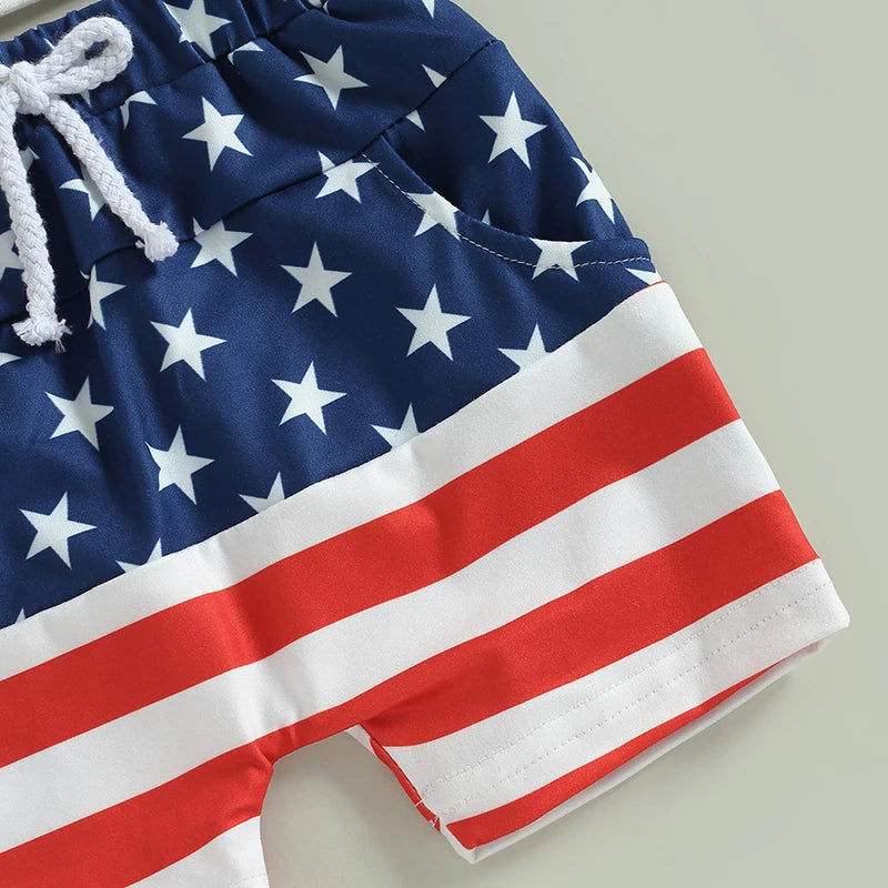 Lioraitiin 0-3Years Toddler Boys 4th of July Outfits Short Sleeve